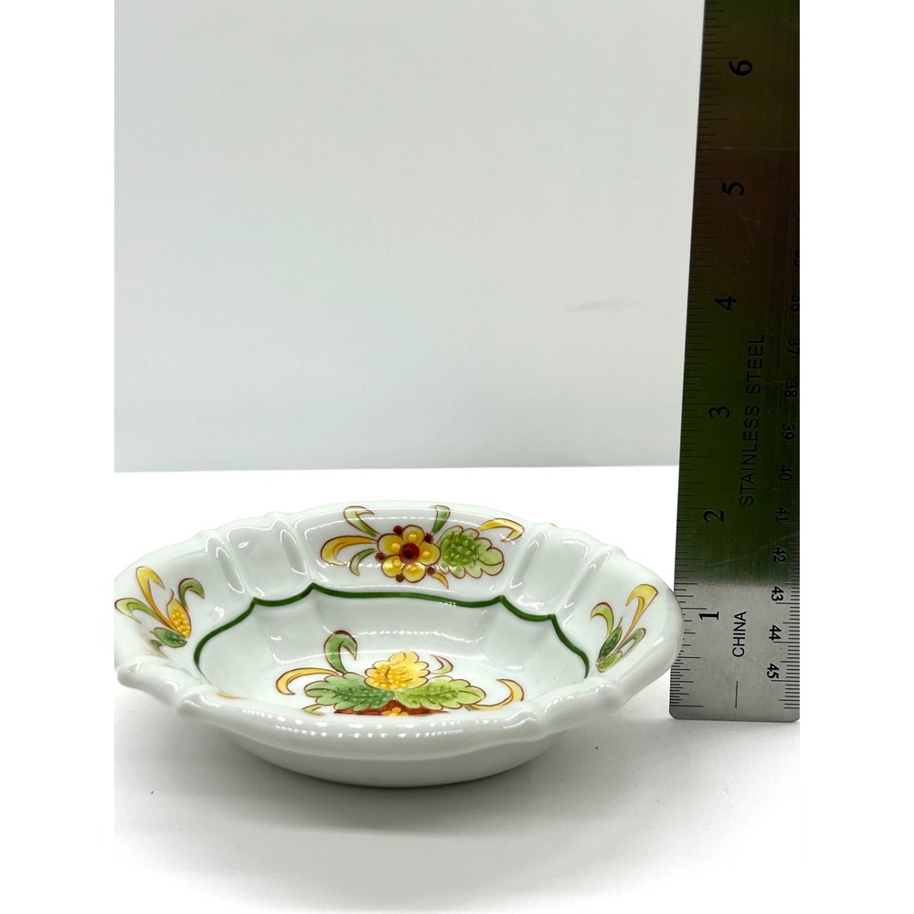 Sherle Wagner Italy Hand Painted Floral Porcelain Scalloped Soap Trinket Dish - Picture 3 of 13